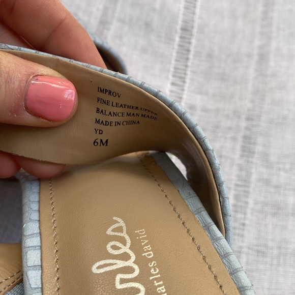 Charles by Charles David block heel sandal in pastel blue. - Picture 6 of 12